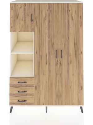 Dienni Kronos Dolap 6 Raflı 3 Çekmeceli Tek Askılı 132X59X195 Aytaşı-Çam/çam