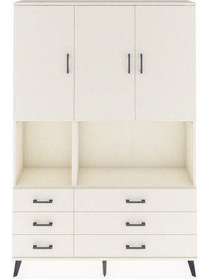 Dienni Arges Dolap 6 Raflı 6 Çekmeceli 3 Kapaklı 132X30X195 Aytaşı-Aytaşı/aytaşı