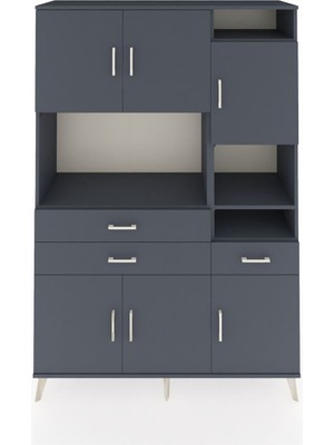 Dienni Hyperion Dolap 10 Raflı 3 Çekmeceli 6 Kapaklı 132X44X195 Antrasit-Antrasit/antrasit