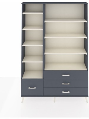 Dienni Arges Dolap 9 Raflı 4 Çekmeceli  132X30X195 Antrasit-Aytaşı/antrasit