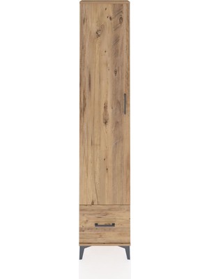 Dienni Arges Dolap 3 Raflı Tek Çekmeceli Tek Askılı 44X30X221 Çam-Çam