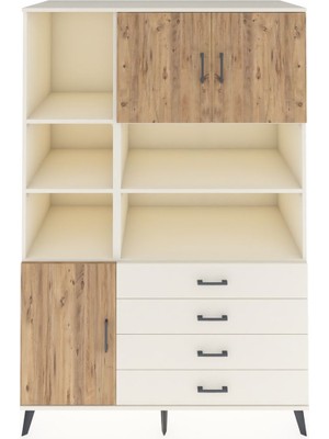 Dienni Kronos Dolap 8 Raflı 4 Çekmeceli 3 Kapaklı 132X59X195 Aytaşı-Çam/aytaşı