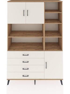 Dienni Hyperion Dolap 9 Raflı 4 Çekmeceli 3 Kapaklı 132X44X195 Çam-Aytaşı/aytaşı