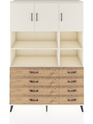 Dienni Hyperion Dolap 8 Raflı 8 Çekmeceli 3 Kapaklı 132X44X195 Aytaşı-Aytaşı/çam