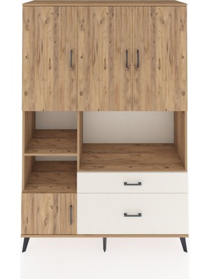 Dienni Hyperion Dolap 7 Raflı 2 Çekmeceli 5 Kapaklı 132X44X195 Çam-Çam/aytaşı