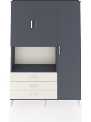 Dienni Arges Dolap 7 Raflı 3 Çekmeceli 3 Kapaklı 132X30X195 Antrasit-Antrasit/aytaşı