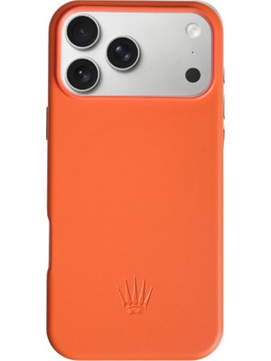Watch of Royal Bexocase Iphone 17 Pro Max Turuncu Magsafe Özellikli Deri Kılıf