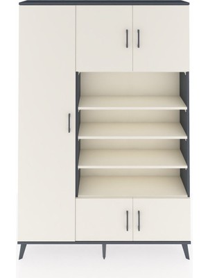 Dienni Arges Dolap 10 Raflı 5 Kapaklı 132X30X195 Antrasit-Aytaşı/aytaşı