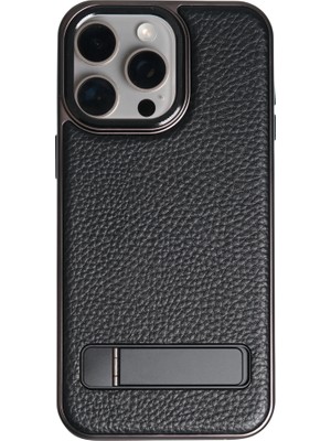 Watch of Royal Caseon Iphone 15 Pro Max Siyah Manyetik Özellikli Standlı Deri Kılıf
