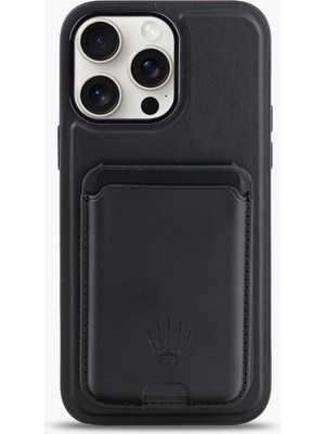 Watch of Royal Standlı IPHONE 15 Pro Siyah Deri Telefon Kılıfı