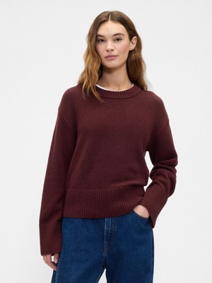Gap Kadın Bordo Cashsoft Relaxed Crewneck Kazak