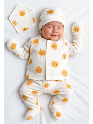 %100 Pamuk Kız Bebek Yenidoğan 5 Parça Hastane Çıkış Seti