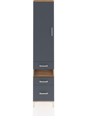 Dienni Arges Dolap 3 Raflı 3 Çekmeceli Tek Askılı 44X30X221 Çam-Antrasit