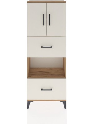 Dienni Arges Dolap 3 Raflı 2 Çekmeceli 2 Kapaklı 60X30X163 Çam-Aytaşı