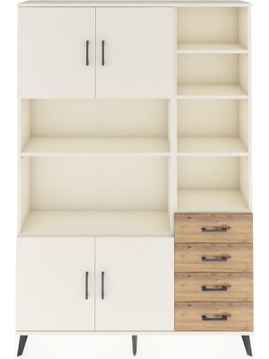 Dienni Arges Dolap 9 Raflı 4 Çekmeceli 4 Kapaklı 132X30X195 Aytaşı-Aytaşı/çam