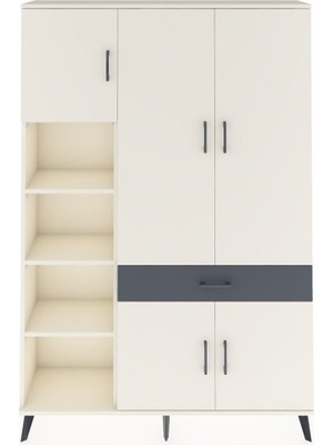 Dienni Arges Dolap 8 Raflı Tek Çekmeceli 5 Kapaklı 132X30X195 Aytaşı-Aytaşı/antrasit