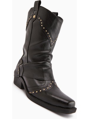 Limoya Joli Siyah Western Kovboy Kadın Bot