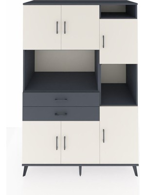 Dienni Kronos Dolap 9 Raflı 2 Çekmeceli 6 Kapaklı 132X59X195 Antrasit-Aytaşı/antrasit