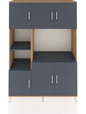 Dienni Hyperion Dolap 9 Raflı 6 Kapaklı 132X44X195 Çam-Antrasit/antrasit