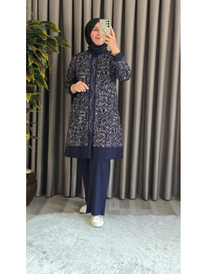 Elmas Tesettür Kadın Giyim Şerit Desenli Samira Takım