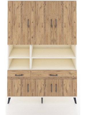 Dienni Hyperion Dolap 8 Raflı 2 Çekmeceli 6 Kapaklı 132X44X195 Aytaşı-Çam/çam