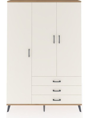 Dienni Arges Dolap 6 Raflı 3 Çekmeceli Tek Askılı 132X30X195 Çam-Aytaşı/aytaşı