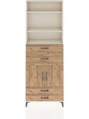 Dienni Arges Dolap 4 Raflı 4 Çekmeceli 2 Kapaklı 88X30X243 Aytaşı-Çam