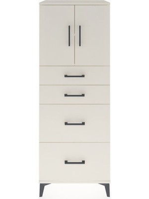 Dienni Hyperion Dolap 2 Raflı 4 Çekmeceli 2 Kapaklı 60X44X163 Aytaşı-Aytaşı