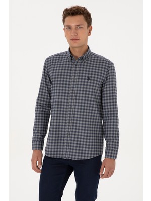 U.S. Polo Assn. Erkek Lacivert Uzun Kollu Kareli Gömlek 50308526-VR003
