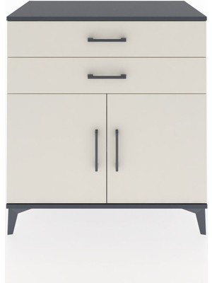 Dienni Hyperion Şifonyer Tek Raflı 2 Çekmeceli 2 Kapaklı 88X44X96 Antrasit-Aytaşı