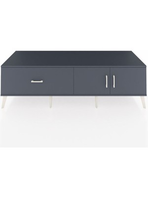 Dienni Kronos Tv Ünitesi Tek Raflı Tek Çekmeceli 2 Kapaklı 176X59X51 Antrasit-Antrasit/antrasit