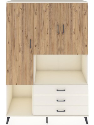 Dienni Hyperion Dolap 6 Raflı 3 Çekmeceli 3 Kapaklı 132X44X195 Aytaşı-Çam/aytaşı