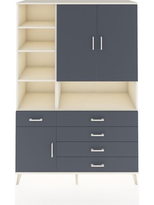 Dienni Hyperion Dolap 8 Raflı 5 Çekmeceli 3 Kapaklı 132X44X195 Aytaşı-Antrasit/antrasit