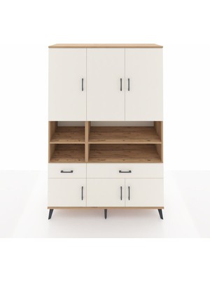 Dienni Hyperion Dolap 8 Raflı 2 Çekmeceli 6 Kapaklı 132X44X195 Çam-Aytaşı/aytaşı