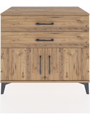 Dienni Hyperion Şifonyer 2 Çekmeceli 2 Kapaklı 88X44X80 Çam-Çam