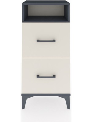 Dienni Arges Komodin Tek Raflı 2 Çekmeceli 44X30X96 Antrasit-Aytaşı