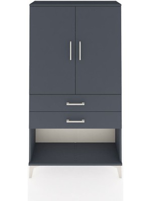 Dienni Arges Dolap 3 Raflı 2 Çekmeceli 2 Kapaklı 88X30X163 Antrasit-Antrasit