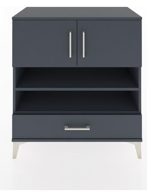 Dienni Hyperion Şifonyer 3 Raflı Tek Çekmeceli 2 Kapaklı 88X44X96 Antrasit-Antrasit