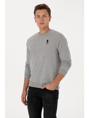 U.S. Polo Assn. Erkek Gri Melanj Basic Sweatshirt 50308103-VR086