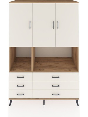 Dienni Kronos Dolap 6 Raflı 6 Çekmeceli 3 Kapaklı 132X59X195 Çam-Aytaşı/aytaşı