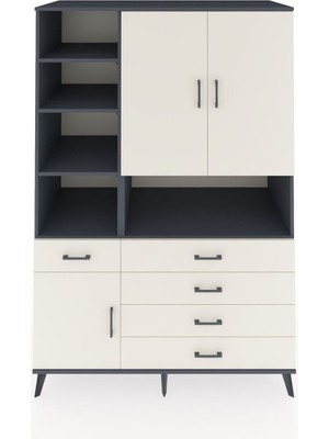 Dienni Kronos Dolap 8 Raflı 5 Çekmeceli 3 Kapaklı 132X59X195 Antrasit-Aytaşı/aytaşı