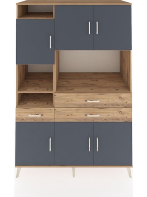 Dienni Kronos Dolap 9 Raflı 3 Çekmeceli 6 Kapaklı 132X59X195 Çam-Antrasit/çam