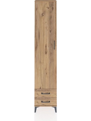Dienni Arges Dolap 2 Raflı 2 Çekmeceli Tek Askılı 44X30X221 Çam-Çam