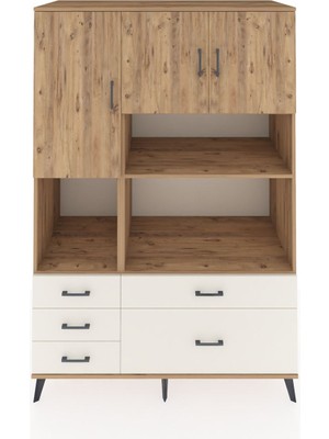 Dienni Kronos Dolap 8 Raflı 5 Çekmeceli 3 Kapaklı 132X59X195 Çam-Çam/aytaşı