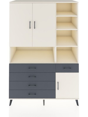 Dienni Kronos Dolap 8 Raflı 5 Çekmeceli 3 Kapaklı 132X59X195 Aytaşı-Aytaşı/antrasit