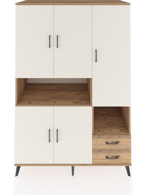 Dienni Kronos Dolap 10 Raflı 2 Çekmeceli 5 Kapaklı 132X59X195 Çam-Aytaşı/çam