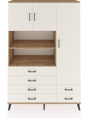 Dienni Hyperion Dolap 9 Raflı 6 Çekmeceli 3 Kapaklı 132X44X195 Çam-Aytaşı/aytaşı
