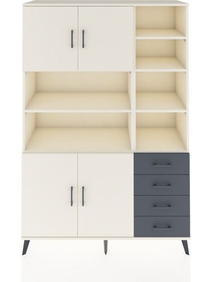 Dienni Hyperion Dolap 9 Raflı 4 Çekmeceli 4 Kapaklı 132X44X195 Aytaşı-Aytaşı/antrasit
