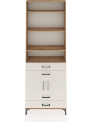 Dienni Arges Dolap 5 Raflı 4 Çekmeceli 2 Kapaklı 88X30X243 Çam-Aytaşı