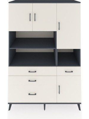 Dienni Kronos Dolap 9 Raflı 4 Çekmeceli 4 Kapaklı 132X59X195 Antrasit-Aytaşı/aytaşı